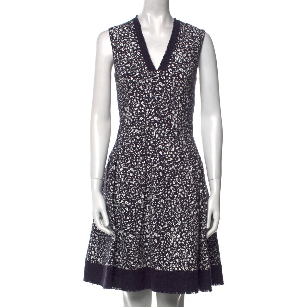 Splatter print navy/white Carolina Herrera fit & flare a-line dress sz6